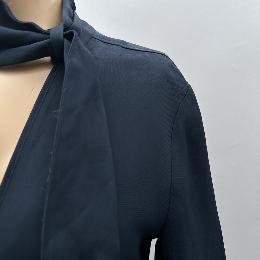 Reiss Mirela Neck Tie Knee Length Long Sleeve Dress Navy Blue Women's Size XS - Picture 7 of 16